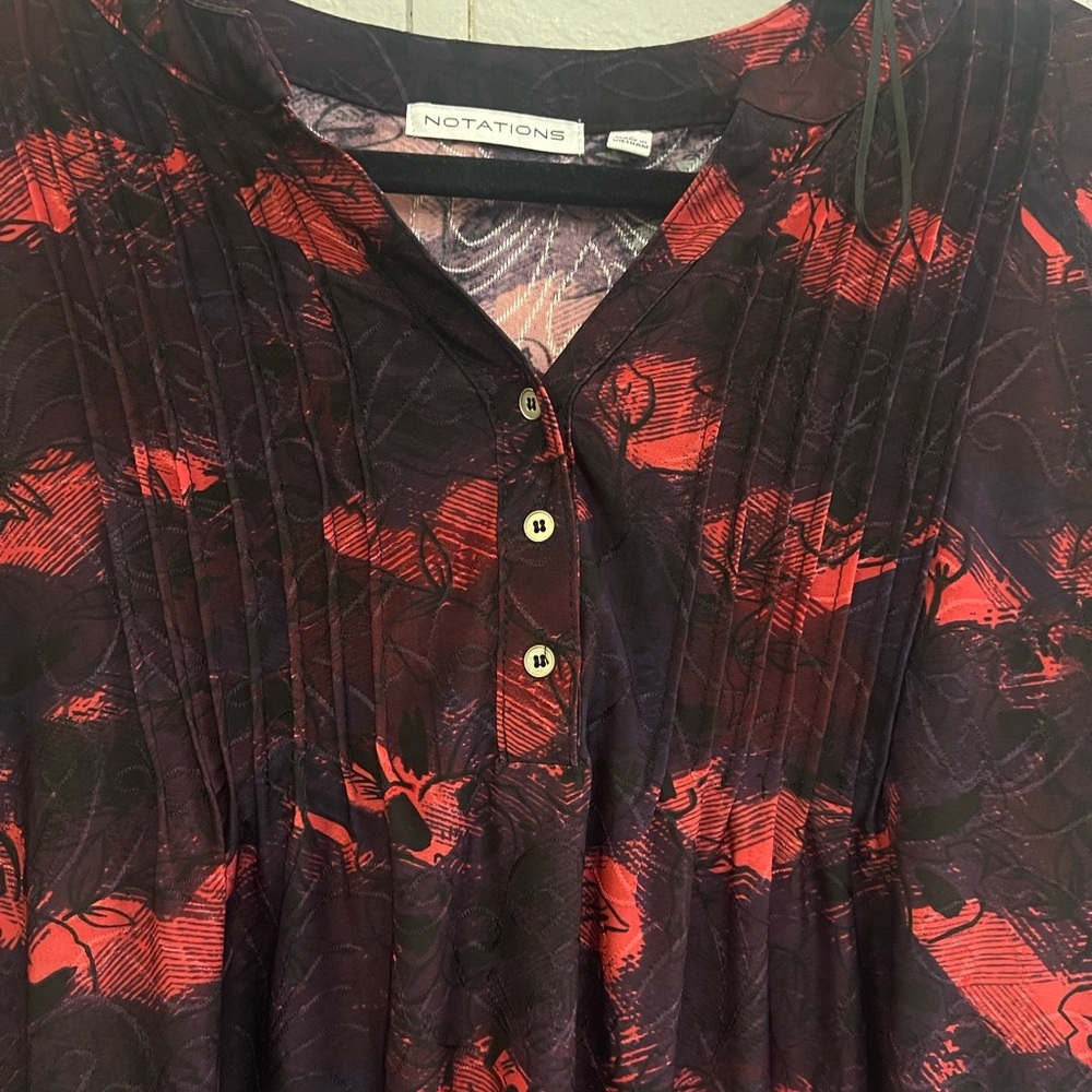 NOTATIONS - half button up blouse - Picture 3 of 5